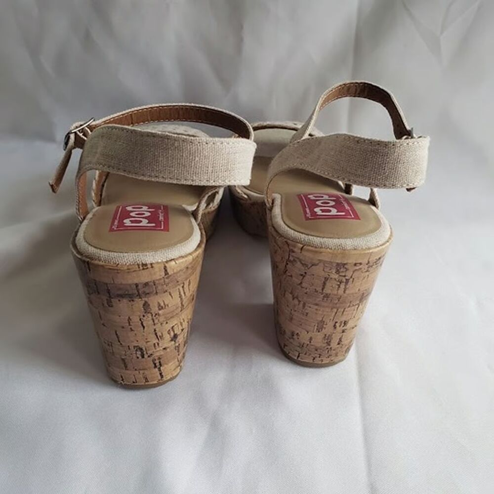 POP from JC Penney Natural Platform Cork Heeled Sandals - Womens 10 M - NEW - Picture 4 of 4